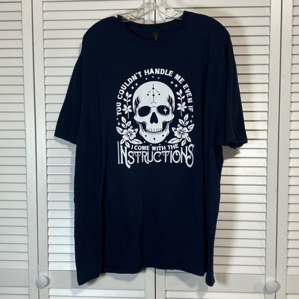 Gildan Softstyle Blue Skull Sarcastic Sassy Graphic T-shirt Women 2XL